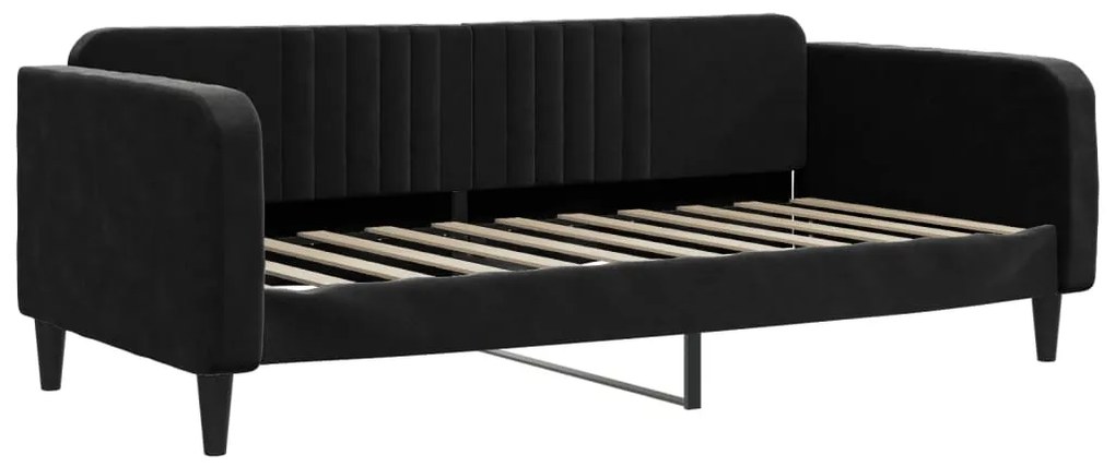 Sofá-cama com colchão 90x190 cm veludo preto