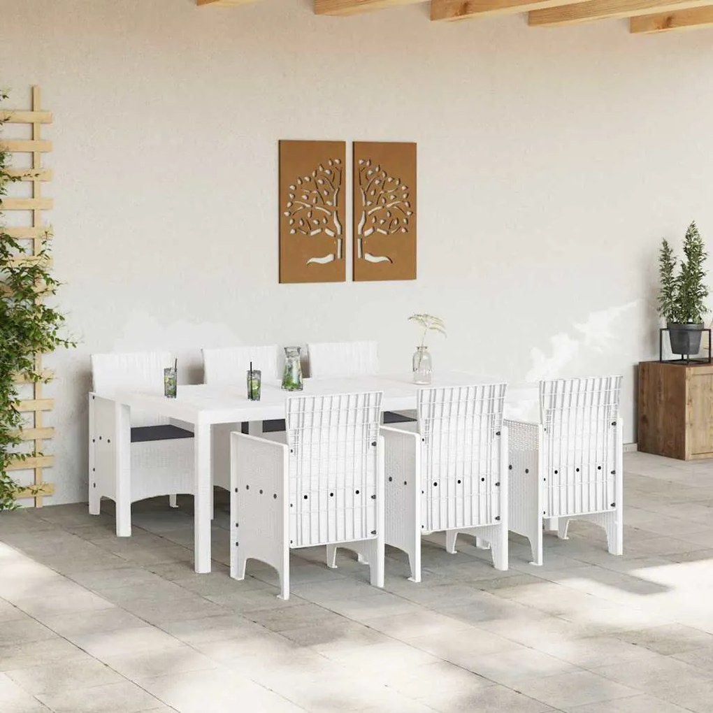 Conjunto de Jantar de Jardim 7 pcs Branco 200 x 100 x 73 cm