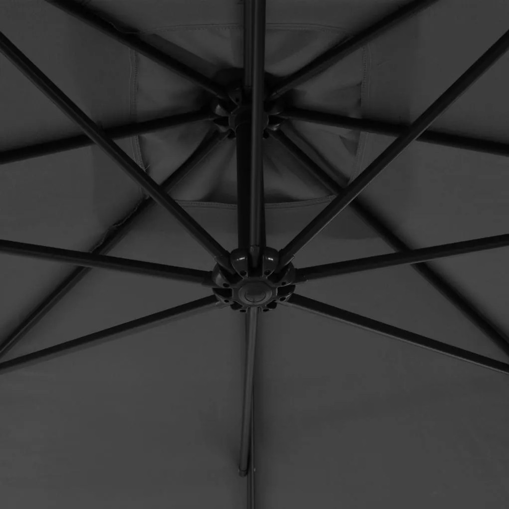 Guarda-sol cantilever com poste de aço 300 cm antracite