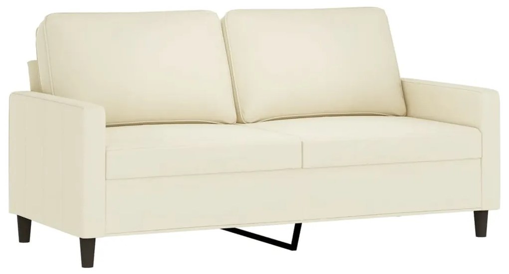 3 pcs conjunto de sofás com almofadões veludo cor creme