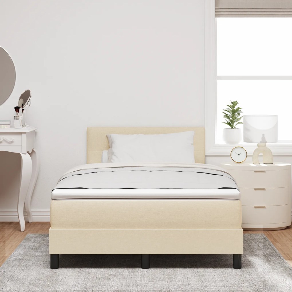 Cama Box com Colchão Creme 120x190 cm Tecido