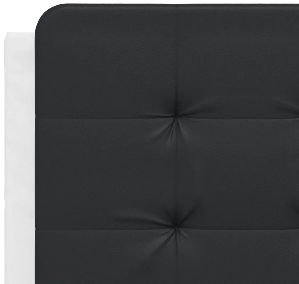 Estrutura cama c/ luzes LED 140x200cm couro artif. branco/preto