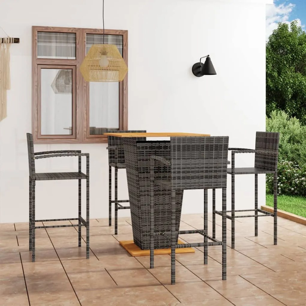vidaXL 5 pcs conjunto de bar para jardim cinzento