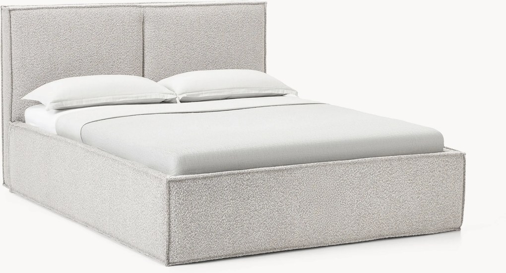 Cama estofada em bouclé com arrumação Dream