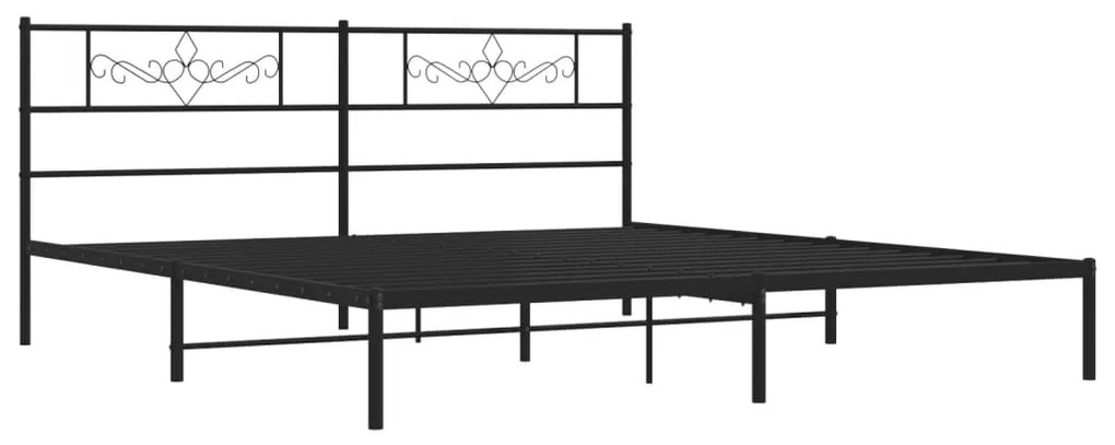 Estrutura de cama com cabeceira 200x200 cm metal preto