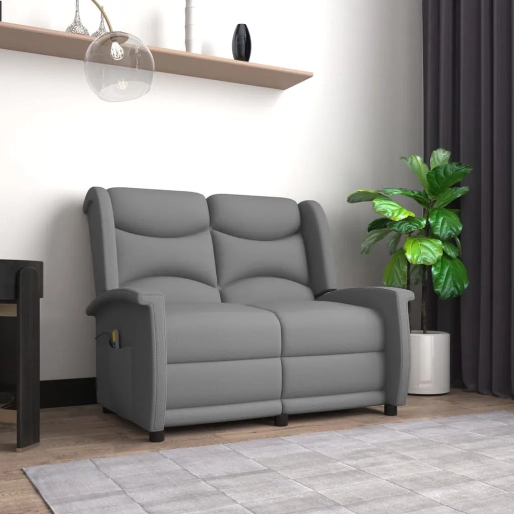 vidaXL Poltrona massagens 2 lug. reclinável microfibra cinza-claro