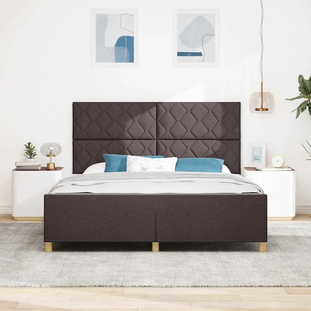 Estrutura de Cama vidaXL Castanho Escuro 180x200 cm em Tecido