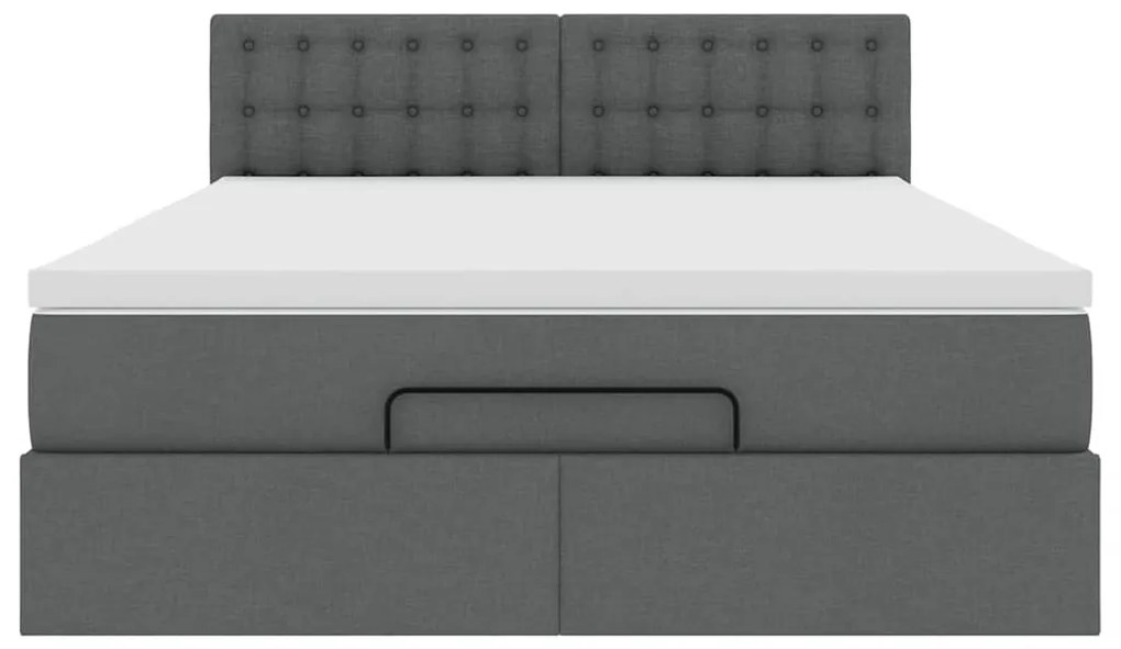 Cama otomana com colchão 140x200 cm tecido cinzento escuro
