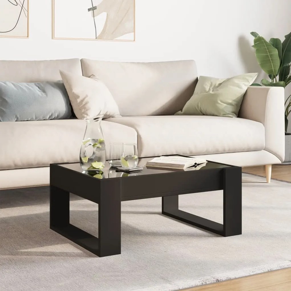 Mesa de centro luzes LED Infinity 70x53x30 cm preto