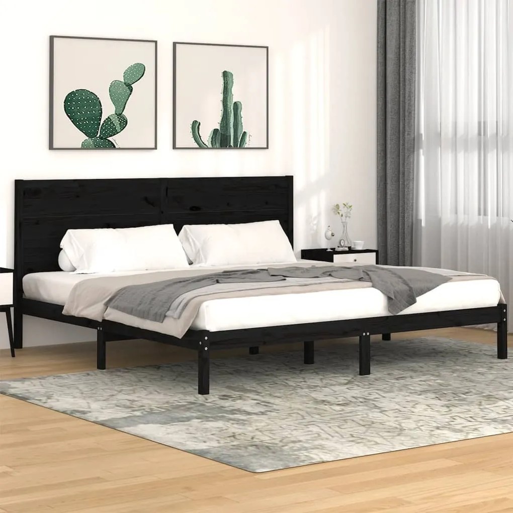 vidaXL Estrutura de cama 200x200 cm pinho maciço preto
