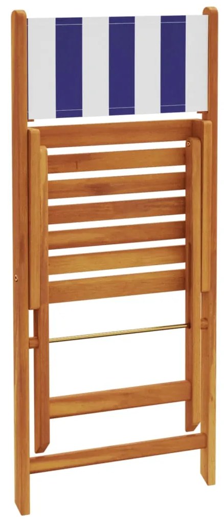 Cadeiras bistrô 2 pcs madeira acácia maciça/tecido azul/branco