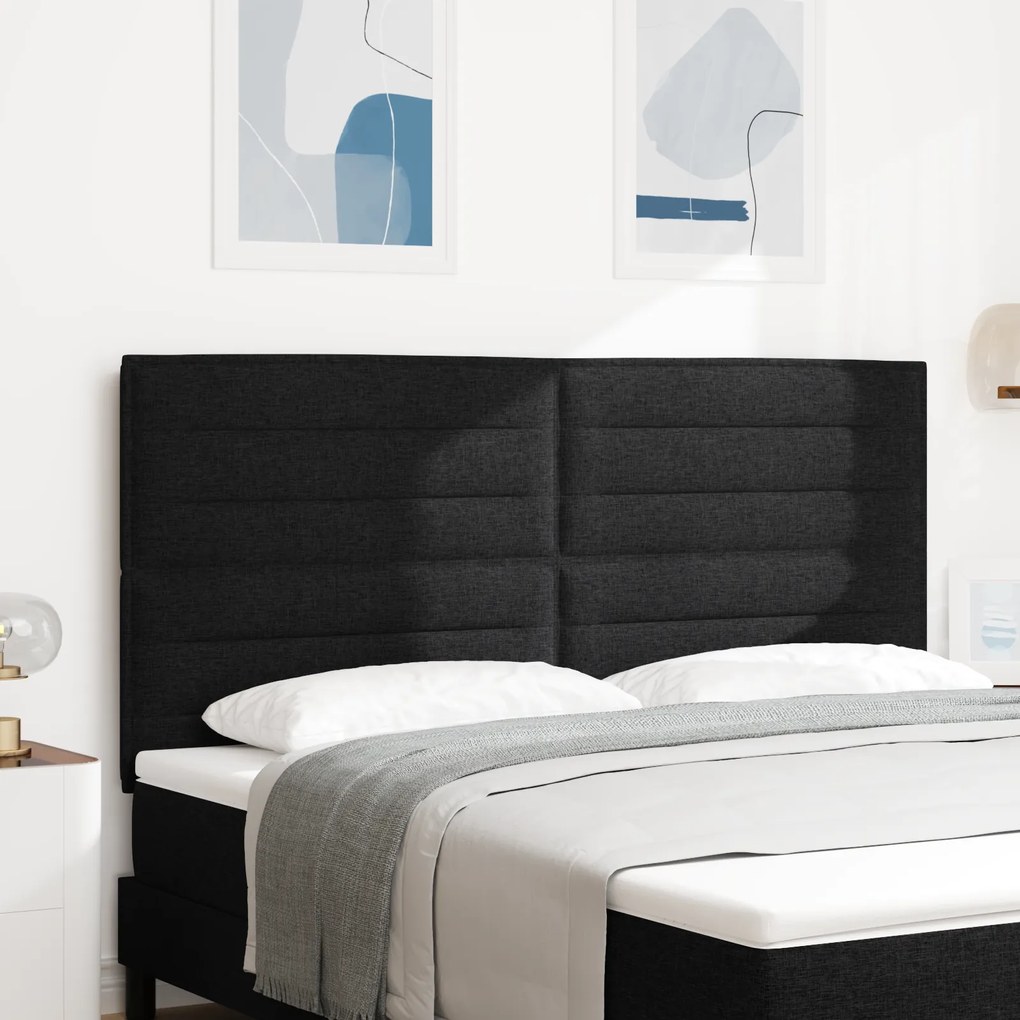 vidaXL Cabeceira com Design de Linhas Preto 90 cm Tecido
