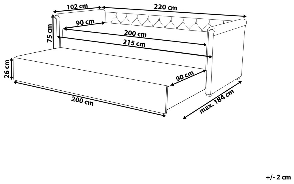 Cama dupla em veludo rosa 90 x 200 cm LIBOURNE Beliani