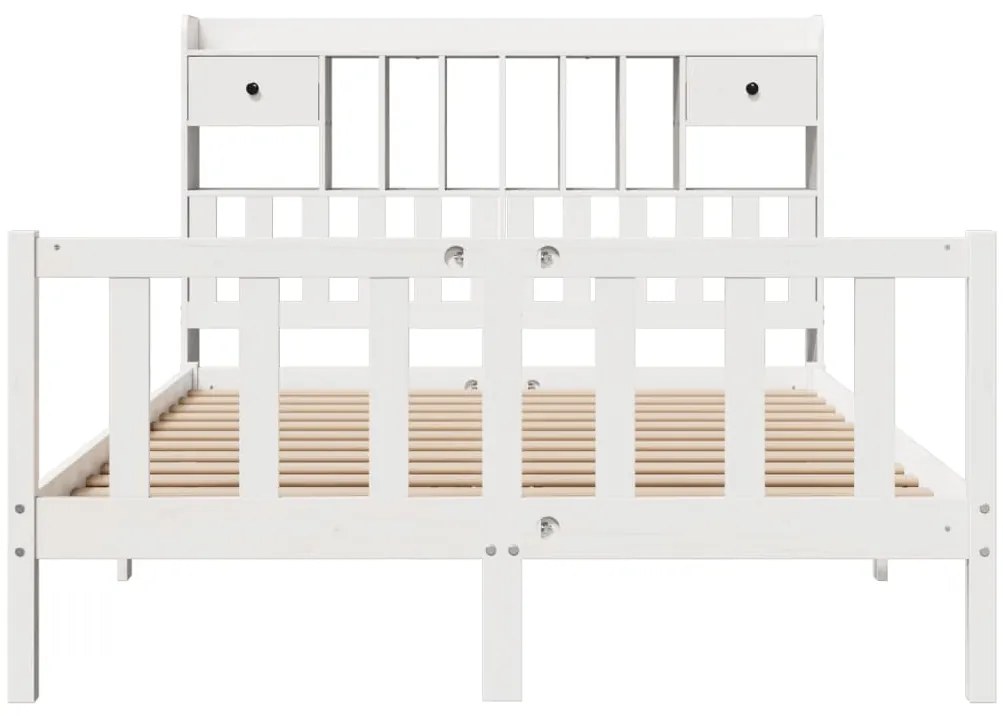 Cama com estante sem colchão 160x200 cm pinho maciço branco