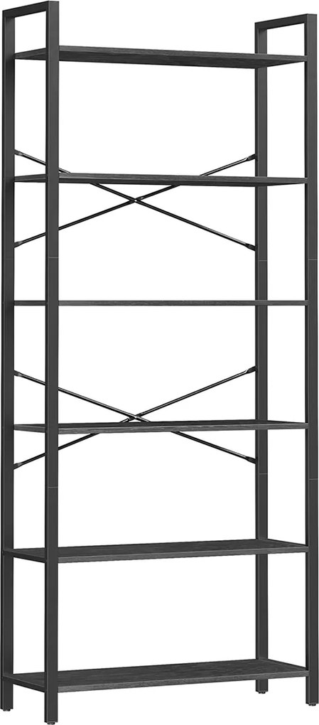 Estante 6 níveis 30 x 80 x 186 cm em design industrial Preto
