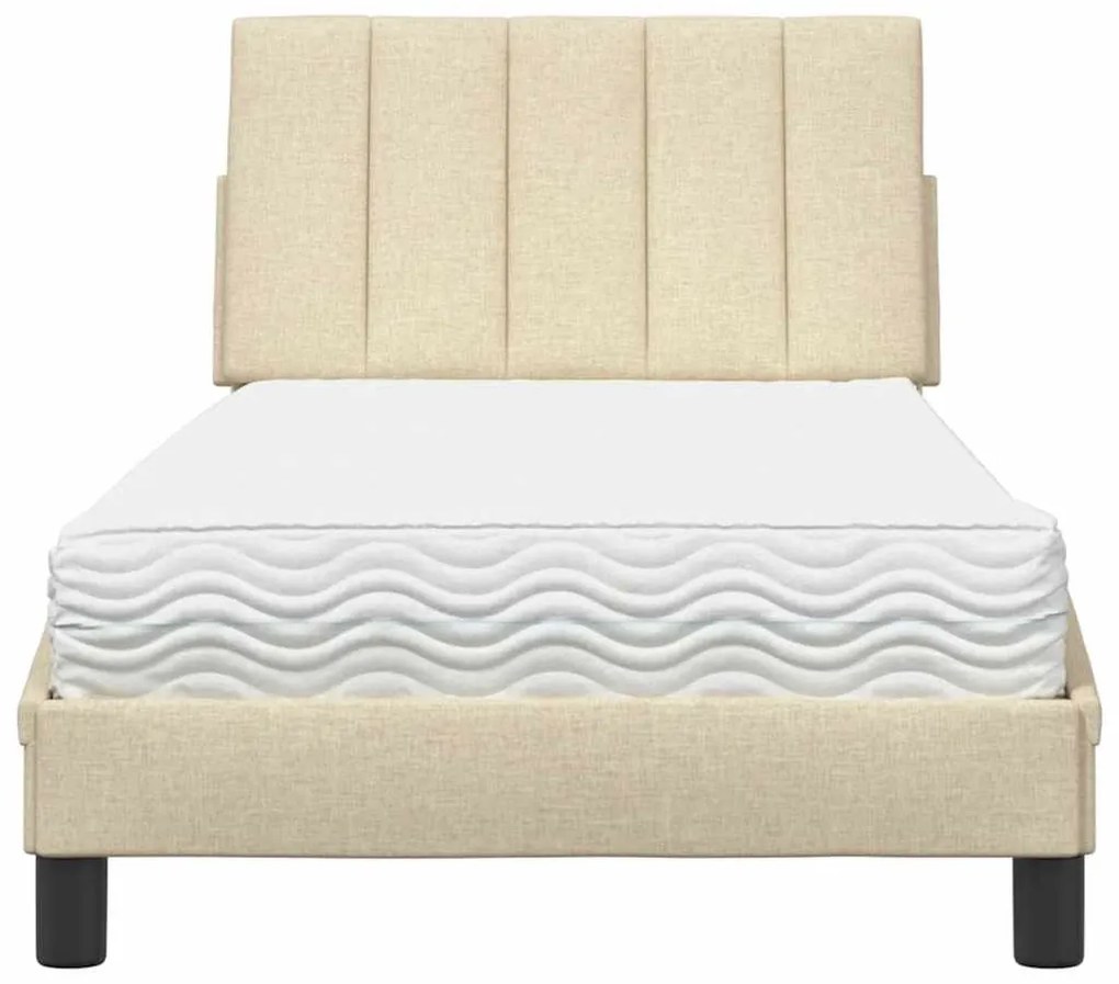 Cama com colchão 80x200 cm tecido cor creme