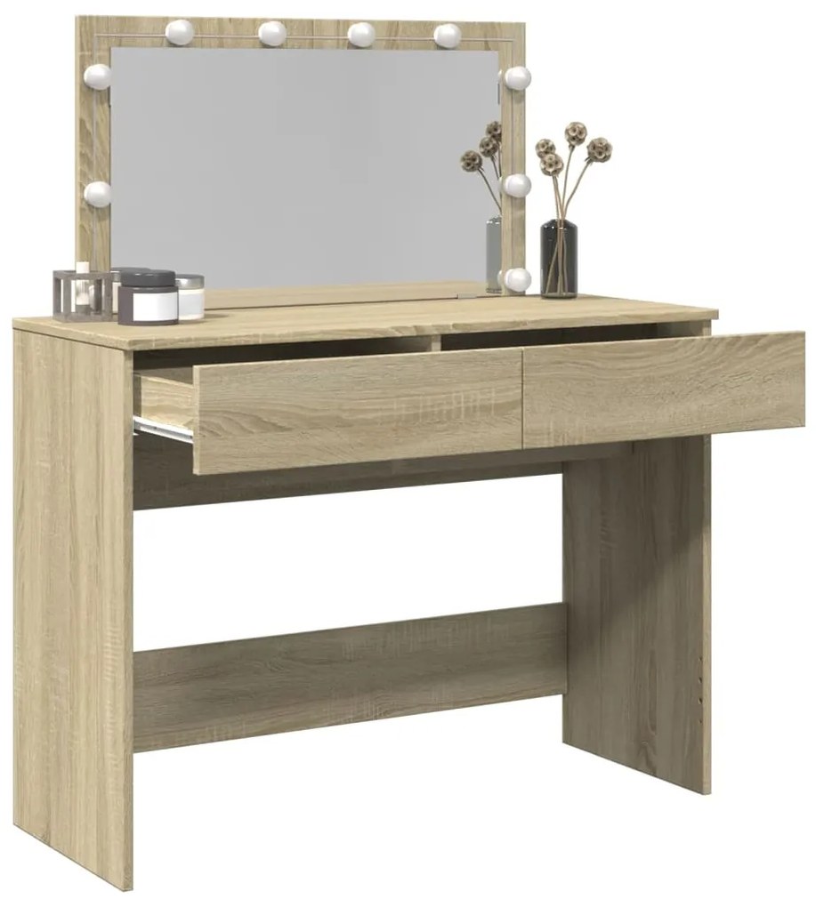 Toucador com LEDs 100x40x120 cm carvalho sonoma