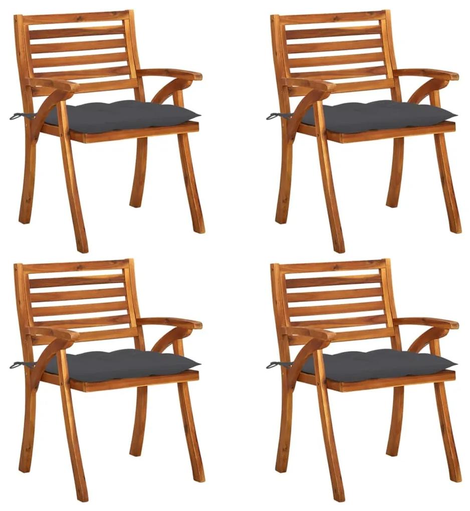 3075189 vidaXL Cadeiras de jardim c/ almofadões 4 pcs madeira de acácia maciça