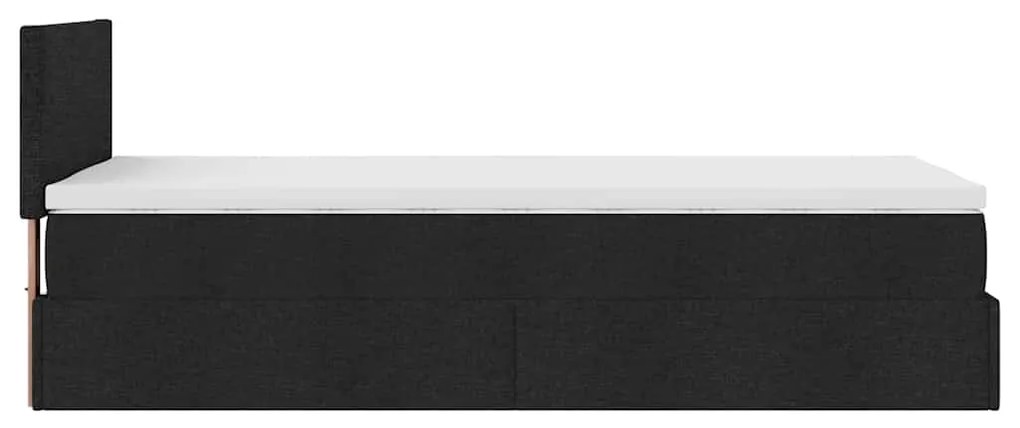 Cama otomana com colchão 100x200 cm tecido preto
