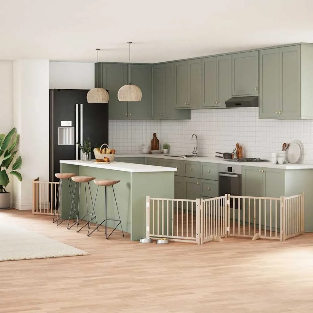 vidaXL Portão para cães com porta dobrável 10 painéis 800 cm álamo