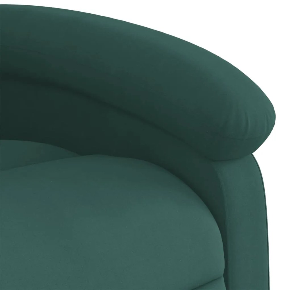 Poltrona reclinável elevatória veludo verde-escuro