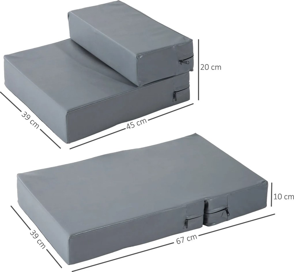 PawHut Escada para Animais de Estimação de 2 Degraus 2 em 1 Cama para