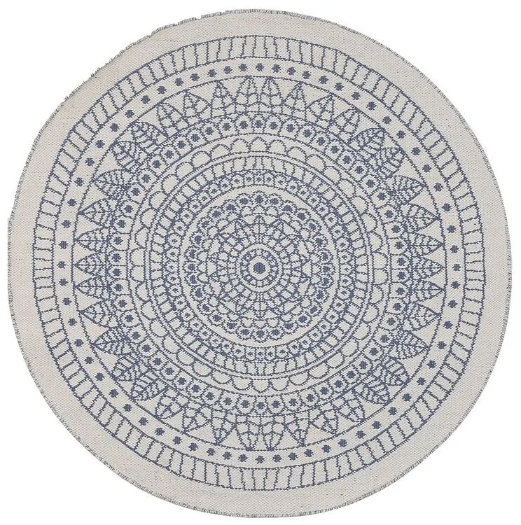 Tapete de área redondo reversível azul e branco ⌀ 140 cm YALAK Beliani