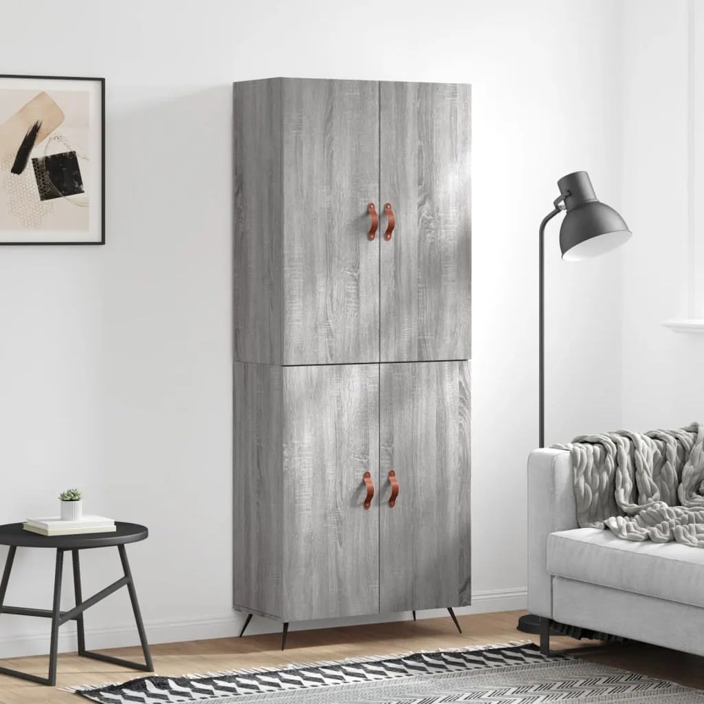 vidaXL Armário alto 69,5x34x180 cm derivados de madeira sonoma cinza