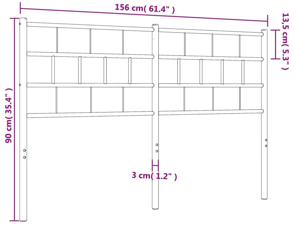 Cabeceira de cama 150 cm metal branco