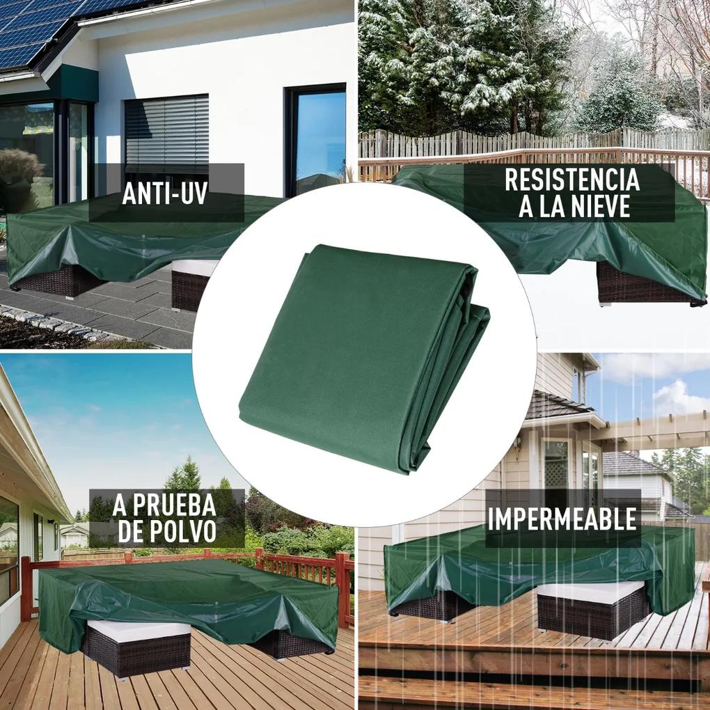 Capa Protetora para Móveis de Jardim 245x165x55cm com Tecido Impermeável Cobertura para Sofás e Mesas de Exterior Verde