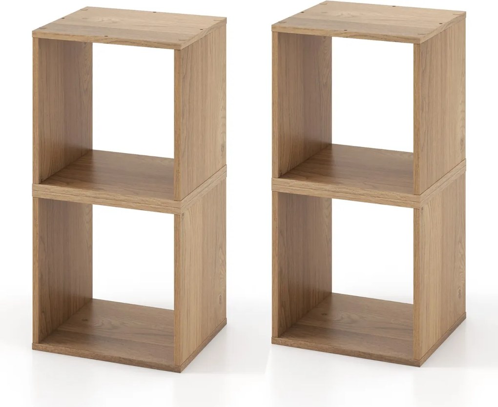 Conjunto de 2 organizadores de arrumação em cubo Organizador de arrumação em cubo empilhável para sala de estar 38 x 33 x 38 cm Naturalcm Natural