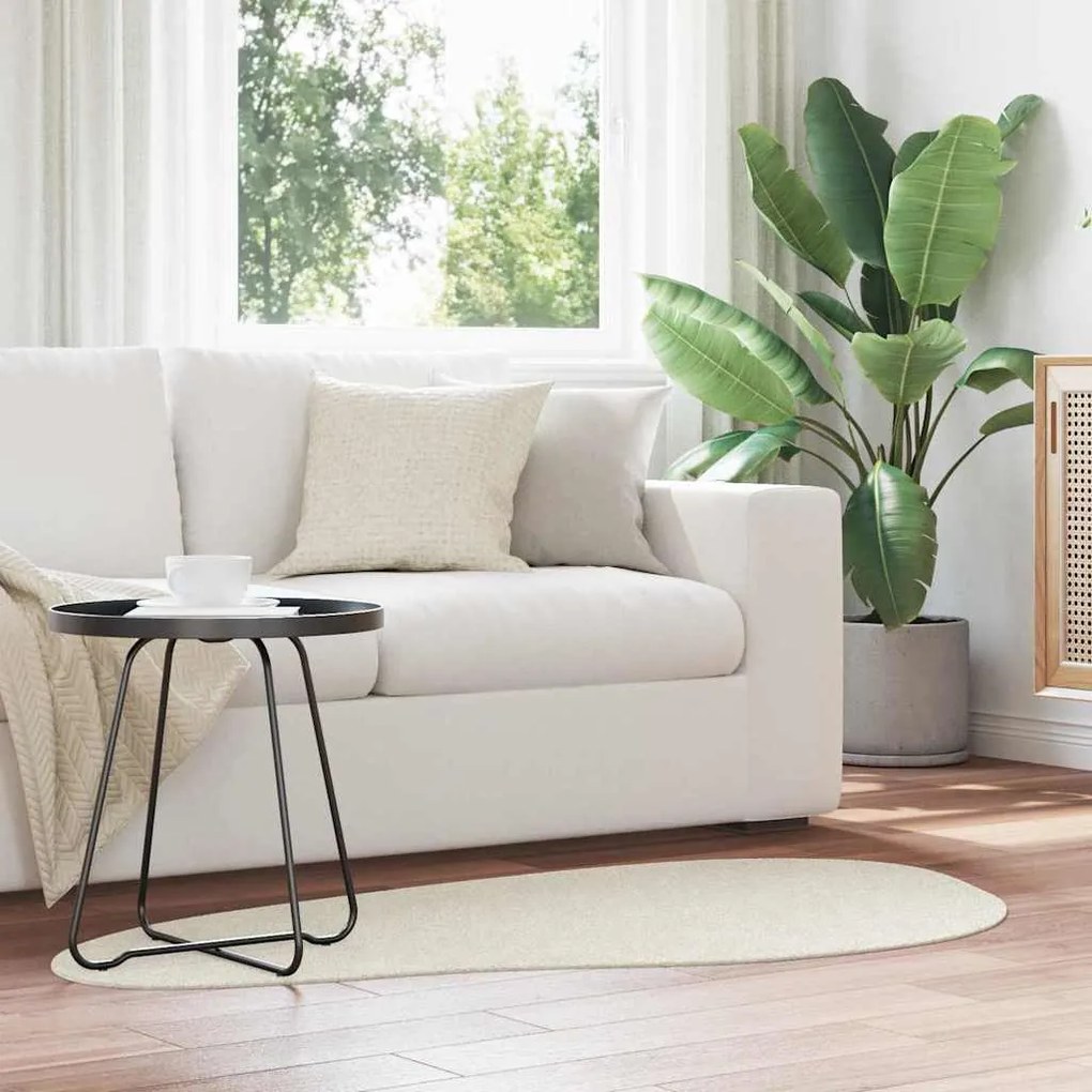 vidaXL Tapetes de área HUARTE Creme 80 x 150 cm Poliéster