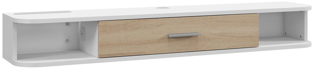 HOMCOM Móvel de TV Suspenso Bancada TV Até 50 Polegadas com Compartimentos Abertos e Armário com Porta Basculante Branco | Aosom Portugal