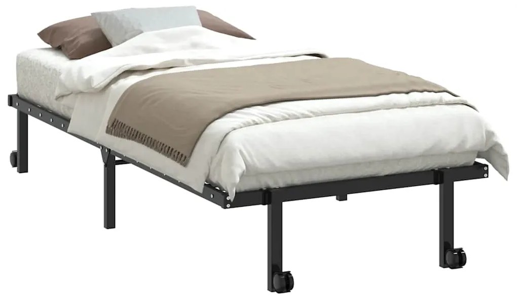 Estrutura de cama sem colchão Dobrável 90x190 cm aço preto