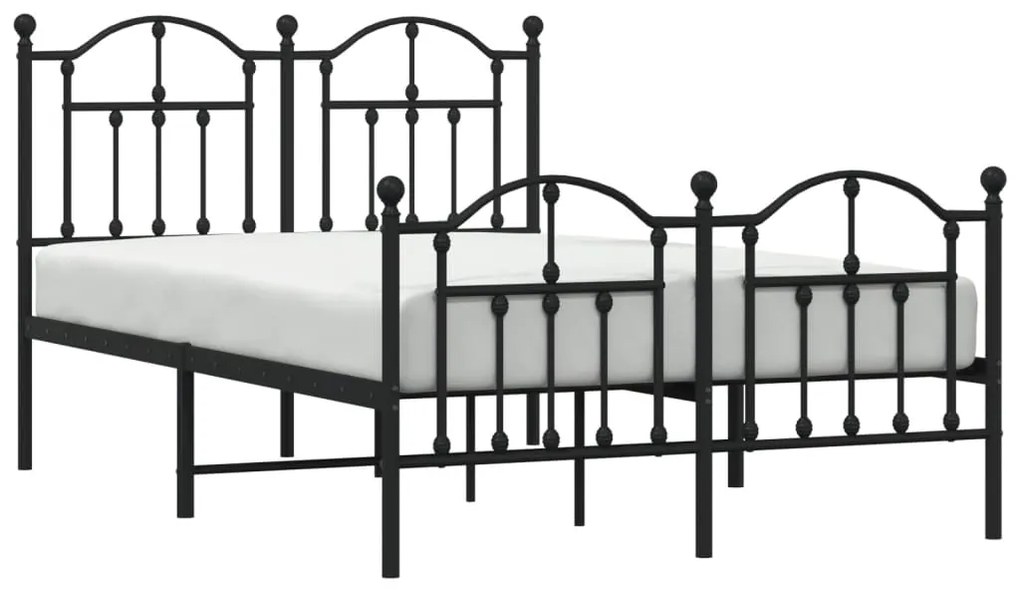 Estrutura de cama com cabeceira e pés 120x190 cm metal preto