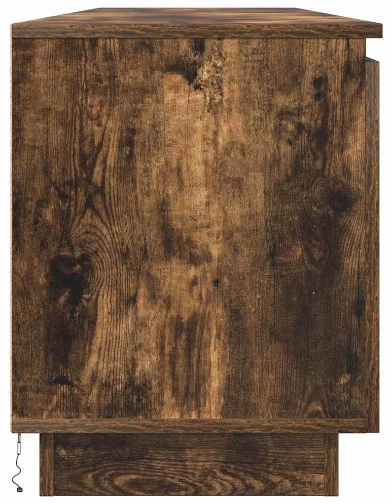 Aparador de TV com LED Carvalho Fumado 180x38x49 cm Madeira Engenheira