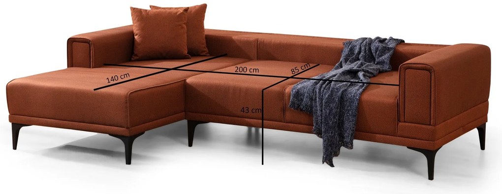 Sofá-Cama de Canto Horizon – Vermelho Telha – 140x250 cm
