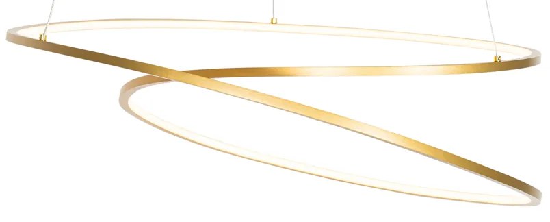 Candeeiro de suspensão design dourado 72 cm com LED regulável em 3 níveis - Rowan Design