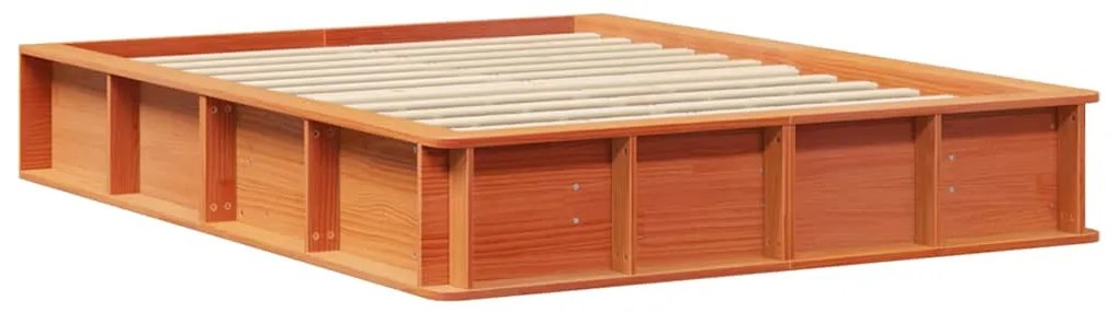 Estrutura da Cama Castanho-mel 140 x 190 cm Madeira maciça