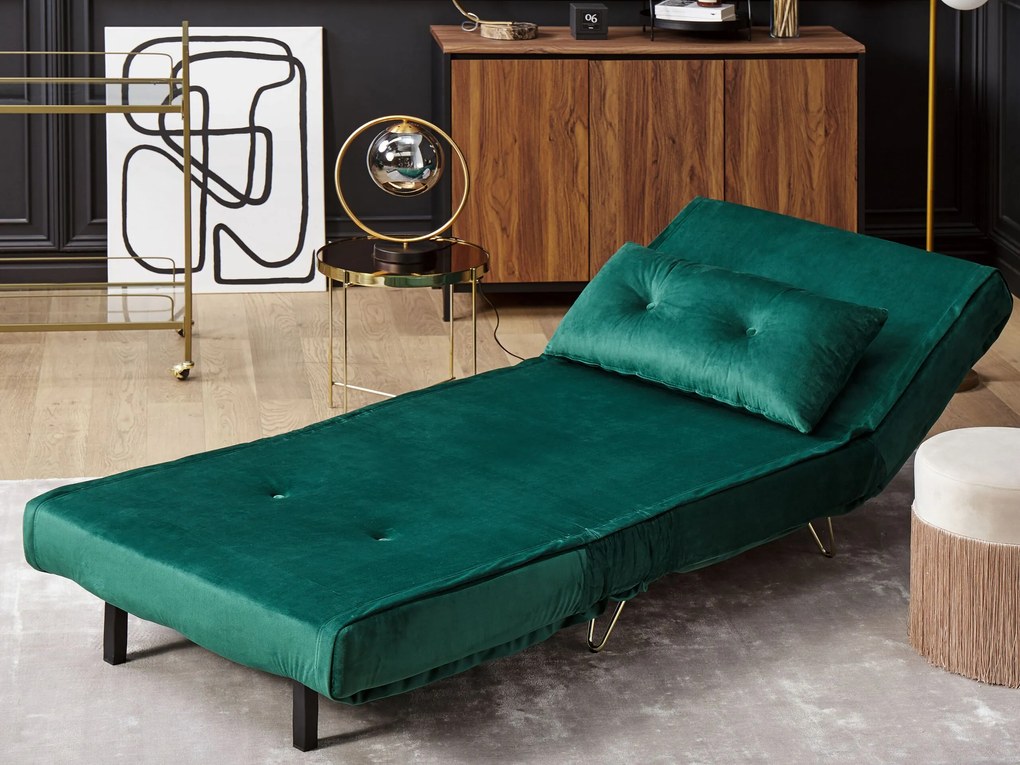 Conjunto de sofás-cama com 3 lugares em veludo verde escuro VESTFOLD Beliani