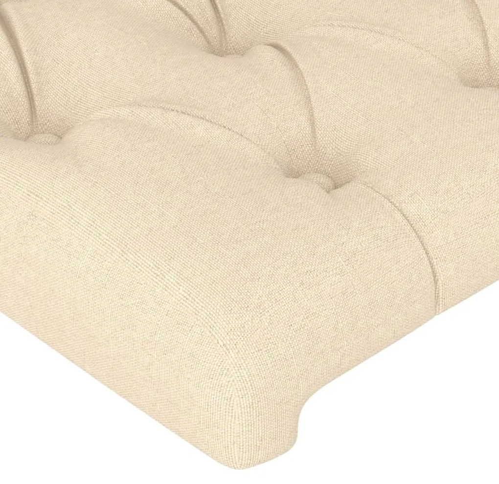 Cabeceira de cama c/ luzes LED tecido 160x7x78/88 cm cor creme