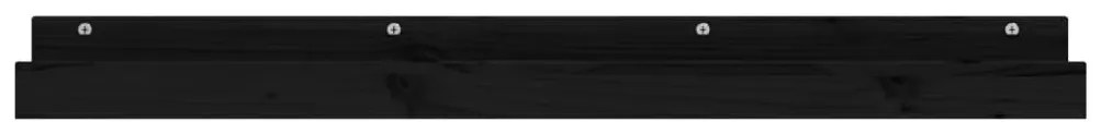 Prateleiras de parede 2 pcs 110x12x9 cm pinho maciço preto