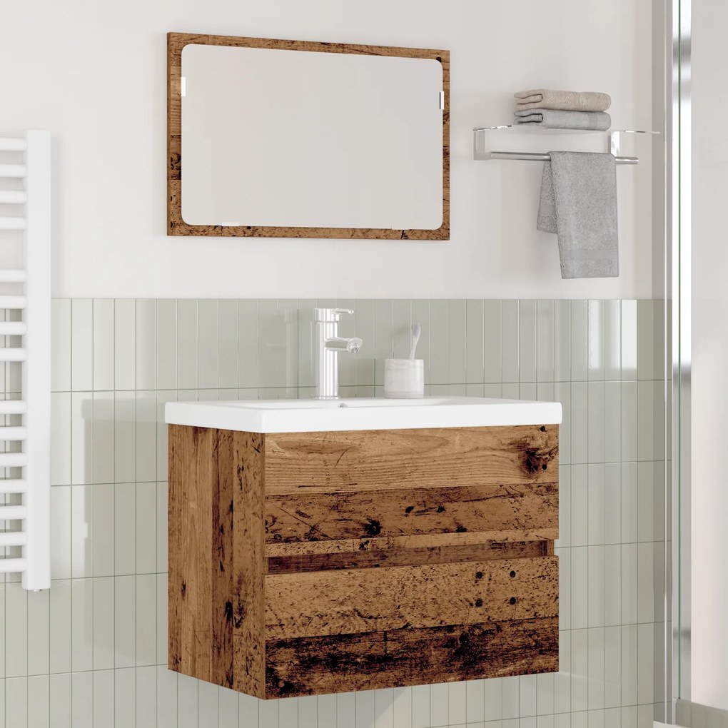 vidaXL Conjunto de Móveis para Banheiro 3 pcs Madeira antiga