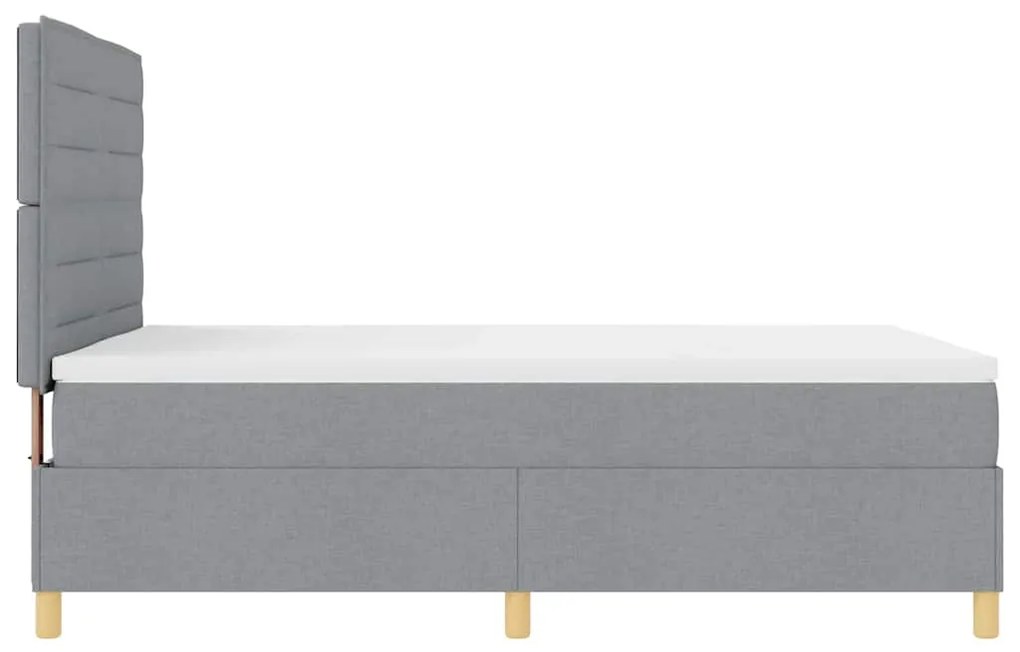 Cama Box com Colchão &amp; LED Cinza Claro 140x200 cm Tecido