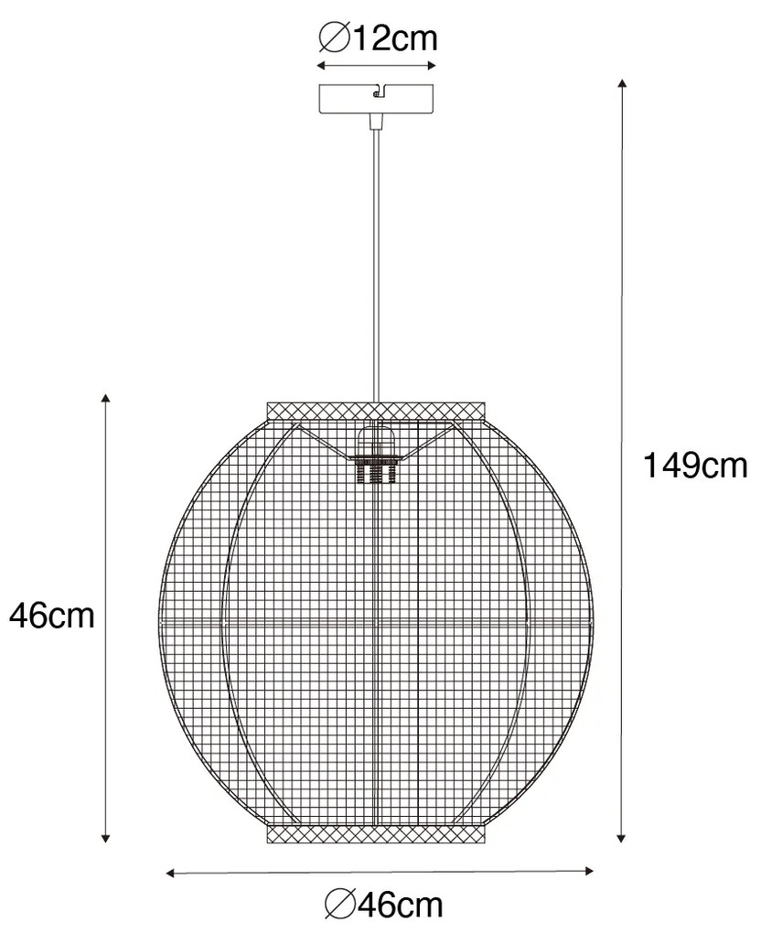 Candeeiro de suspensão oriental natural 46 cm - Rob Oriental