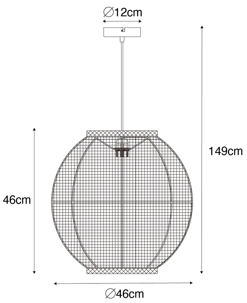 Candeeiro suspenso oriental natural 46 cm - Rob Oriental