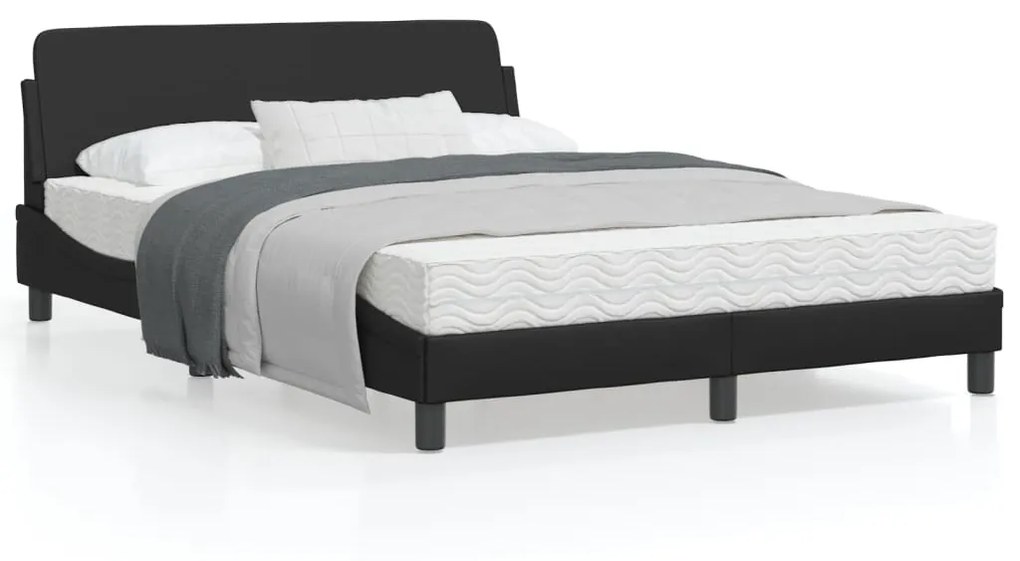 vidaXL Estrutura cama c/ cabeceira 140x190 cm couro artificial preto