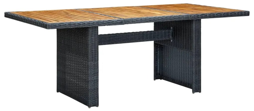 313310 vidaXL Mesa de jardim vime PE/madeira acácia maciça cinzento-escuro