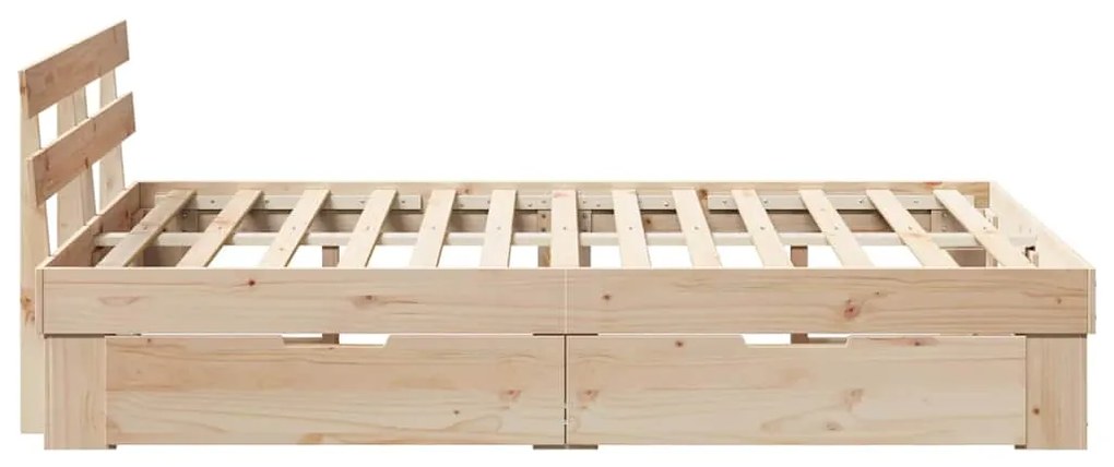 Cama com Gavetas 140 x 190 cm - Madeira de Pinho Sólido