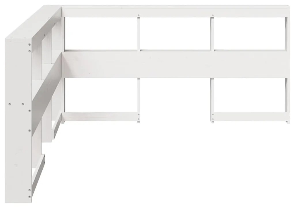 Estante cabeceira forma de L 140 cm madeira pinho maciça branco